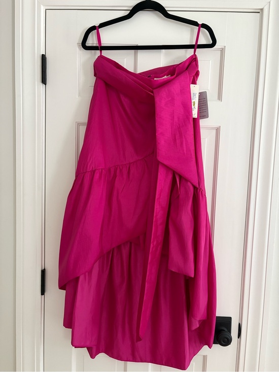 Eliza J Dresses & Skirts - Eliza J Fuchsia High-Low Tiered Midi Skirt with Side Tie